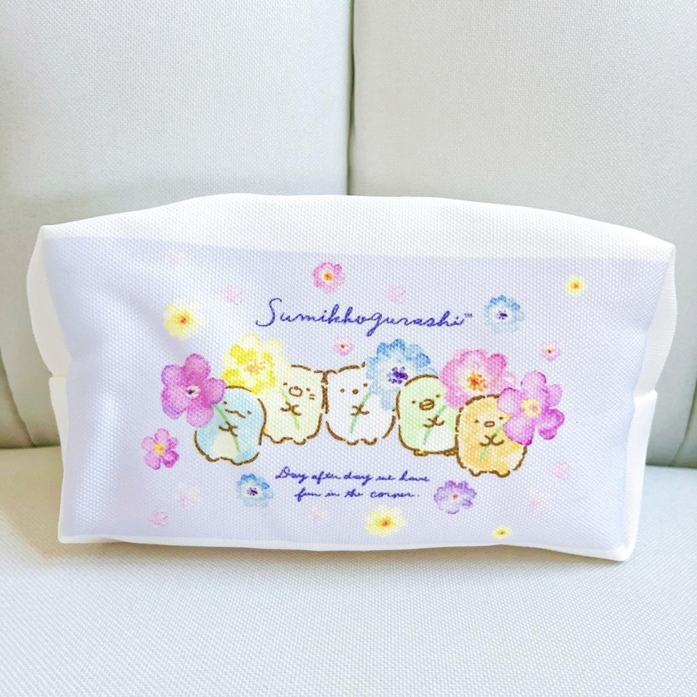 NWOT san-x back to school lightweight sumikko gurashi flower fabric pencil case